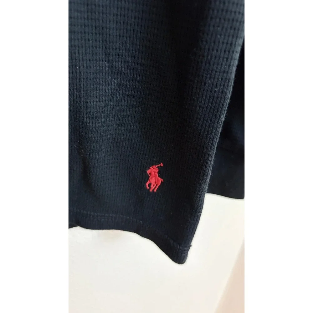 Polo Ralph Lauren Sleepwear Large Black Waffle Knit Thermal Long Sleeve Shirt